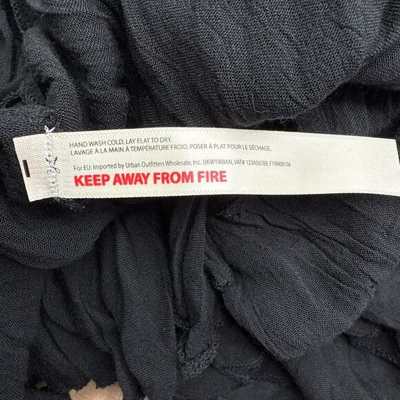 FP One womens Adella Maxi Dress Crochet Smocked spaghetti Strap Black Goth Sz M - Picture 12 of 14